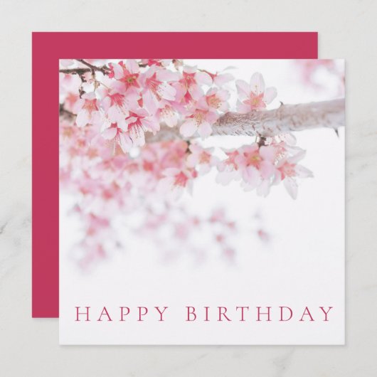 HAPPY BIRTHDAY KAART : CHERRY BLOSSOMS (Voorkant / Achterkant)