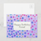  Happy Birthday Kaart confetti paars (Voorkant / Achterkant)