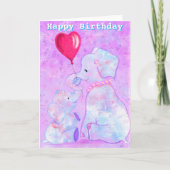 Happy Birthday Kaart Elephant mama en Baby (Voorkant)