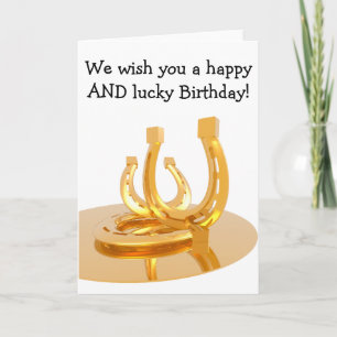 Happy Birthday Kaart: Gouden Hoefijzers Kaart