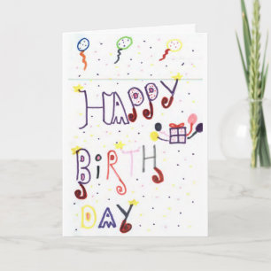 Happy Birthday Kaart - Handgemaakte Kinderen Teken