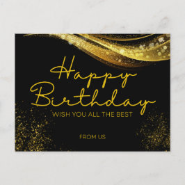 Happy Birthday-kaart in goud en zwart Aankondigingskaart