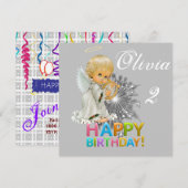 Happy Birthday Kaart Invitation Angel (Voorkant / Achterkant)