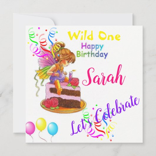 Happy Birthday Kaart Invitation Fairy (Voorkant)