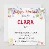 Happy Birthday Kaart Invitation Pink Pig (Achterkant)