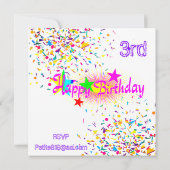 Happy Birthday Kaart Invitation Rainbow Confetti (Achterkant)