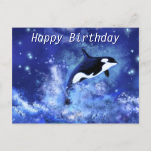 Happy Birthday Kaart Killer Whale op Volle Maan