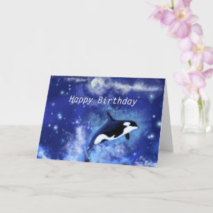 Happy Birthday Kaart Killer Whales on Full Moon