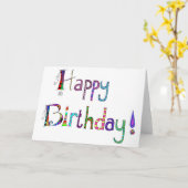 Happy Birthday Kaart Kleurrijk Geletterd Ontwerp (Gele Bloem)