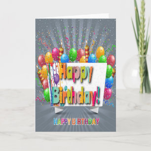 Happy Birthday Kaart met ballonnen en Confetti.