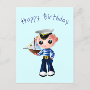 Happy Birthday-kaart met Little Sailor Boy Briefkaart