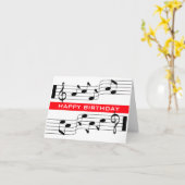 Happy Birthday Kaart Music Note Score Wit (Gele Bloem)