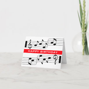 Happy Birthday Kaart Music Note Score Wit