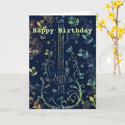 Happy Birthday Kaart Musical Flowers Guita (Gele Bloem)