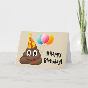 #Happy Birthday-kaart: Party Poop Emoji Kaart