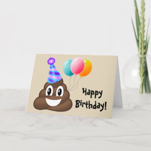 Happy Birthday-kaart: Party Poop Emoji Kaart