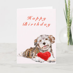 Happy Birthday Kaart Puppy met cadeauhart voor jou