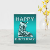 Happy Birthday Kaart Ski Boot Blue (Gele Bloem)