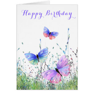 Happy Birthday Kaart Spring Colorful Butterflies
