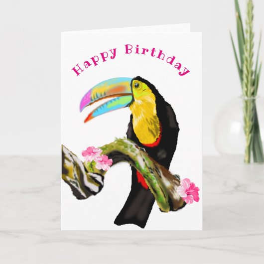 Happy Birthday Kaart Toucan Bird - Jouw tekst (Voorkant)