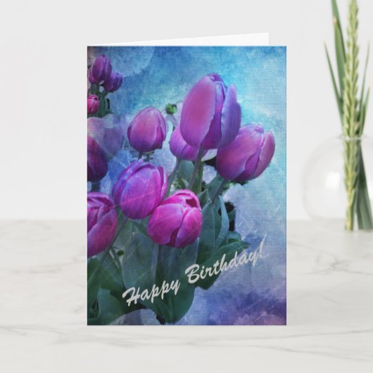 Happy Birthday Kaart zegt het met tulpen (Voorkant)