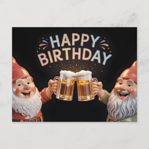 "Happy Birthday" Kabouters proosten bierpullen Briefkaart