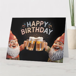 "Happy Birthday" Kabouters proostende bierpullen Kaart