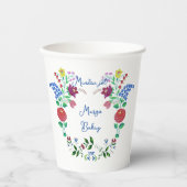 Happy Birthday Kalocsai Flower Folk Art Papieren Bekers (Voorkant)