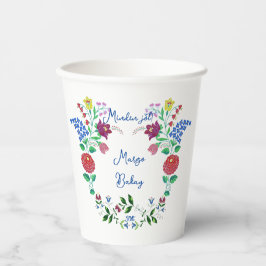 Happy Birthday Kalocsai Flower Folk Art Papieren Bekers
