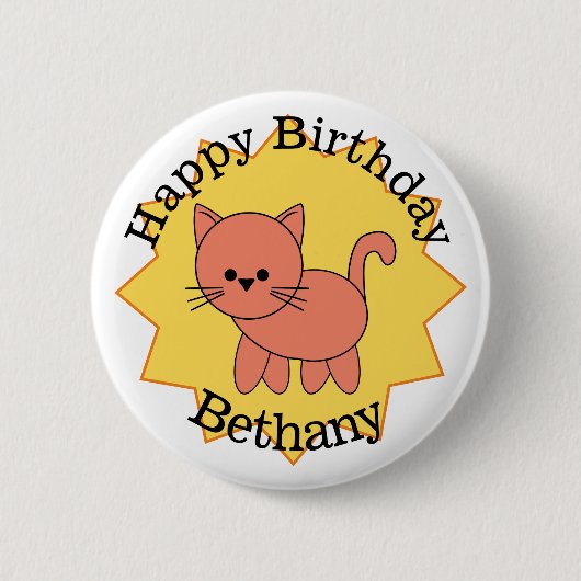 Happy Birthday Kat persoonlijk Ronde Button 5,7 Cm (Voorkant)