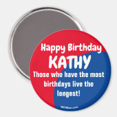Happy Birthday KATHY Red/blue magnet Magneet (Voorkant / Achterkant)