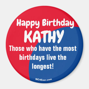 Happy Birthday KATHY Red/blue magnet Magneet