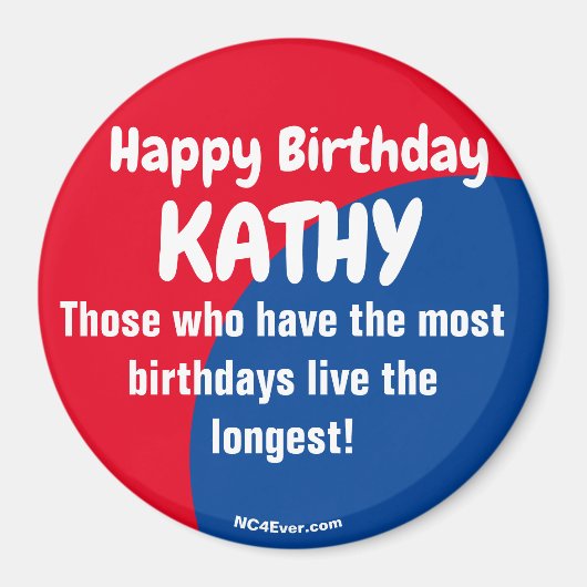 Happy Birthday KATHY Red/blue magnet Magneet (Voorkant)