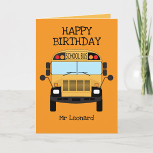 Happy Birthday Kindergarten School-bus Kaart