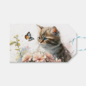 Happy Birthday Kitten in de tuin Cadeaulabel (Voorkant (Horizontaal))