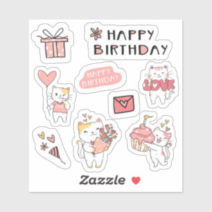 Happy Birthday Kitty kat Sticker sheet