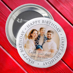 Happy Birthday   Klassieke eenvoudige aangepaste f Ronde Button 5,7 Cm