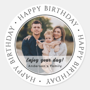 Happy Birthday Klassieke eenvoudige aangepaste f Ronde Sticker