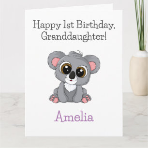 Happy Birthday, kleindochter Cute Koala Kaart