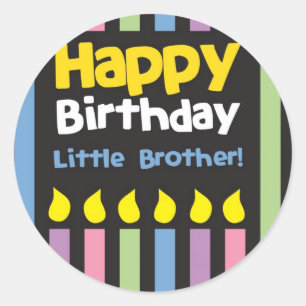 Happy Birthday kleine broeder stripey Ronde Sticker
