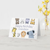 Happy Birthday kleinson Fun Cute Animals Kaart (Gele Bloem)