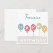 Happy Birthday kleurful ballons, aangepaste naam Kaart (Voorkant / Achterkant)