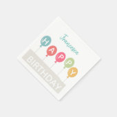 Happy Birthday kleurful ballons, aangepaste naam Servet (Hoek)