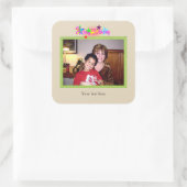 Happy Birthday kleurful sjabloon Vierkante Sticker (Tas)