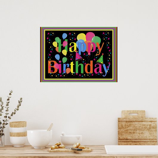 Happy Birthday Kleurrijk Poster (Keuken)