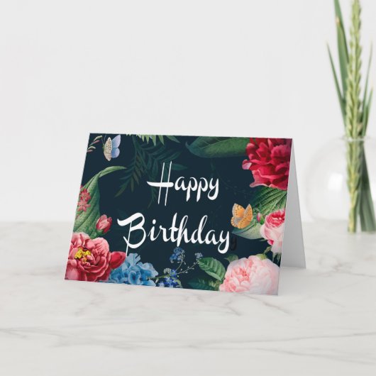 Happy Birthday, kleurrijke bloei, Kaart (Voorkant)