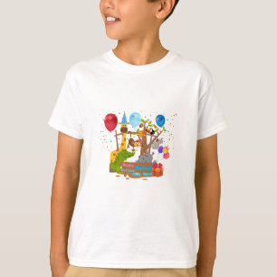 Happy birthday kleurrijke cartoon animal Zoo T-Shi T-shirt