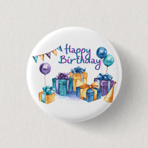 Happy Birthday-knop Ronde Button 3,2 Cm