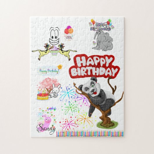 Happy Birthday Koe Cupcake Panda Beer Seal Legpuzzel (Verticaal)