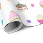 Happy Birthday-koekjes en cupcakes Cadeaupapier (Rol Hoek)